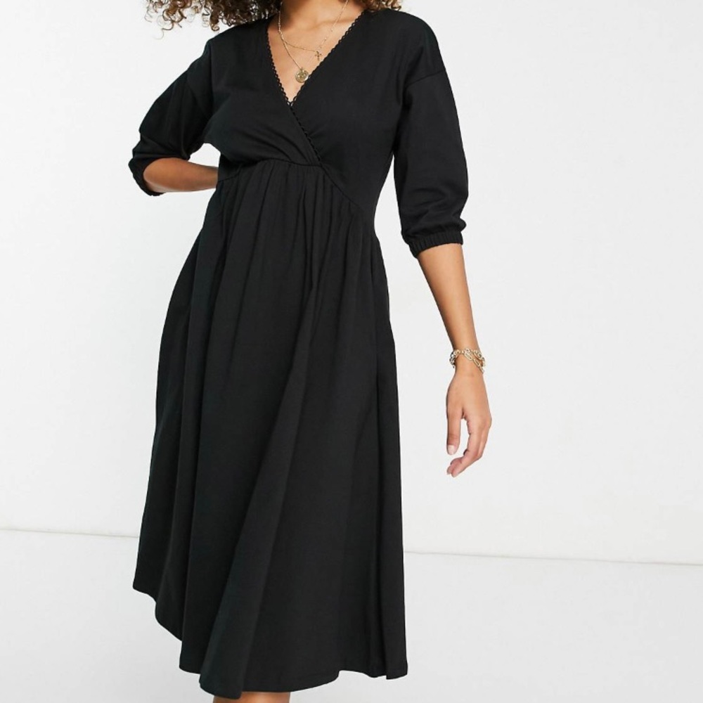 Wrap front midi dress